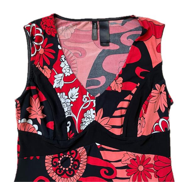 Red floral babydoll sleeveless top bohemian Y2K boho chic hippie eclectic 90s - Picture 3 of 5